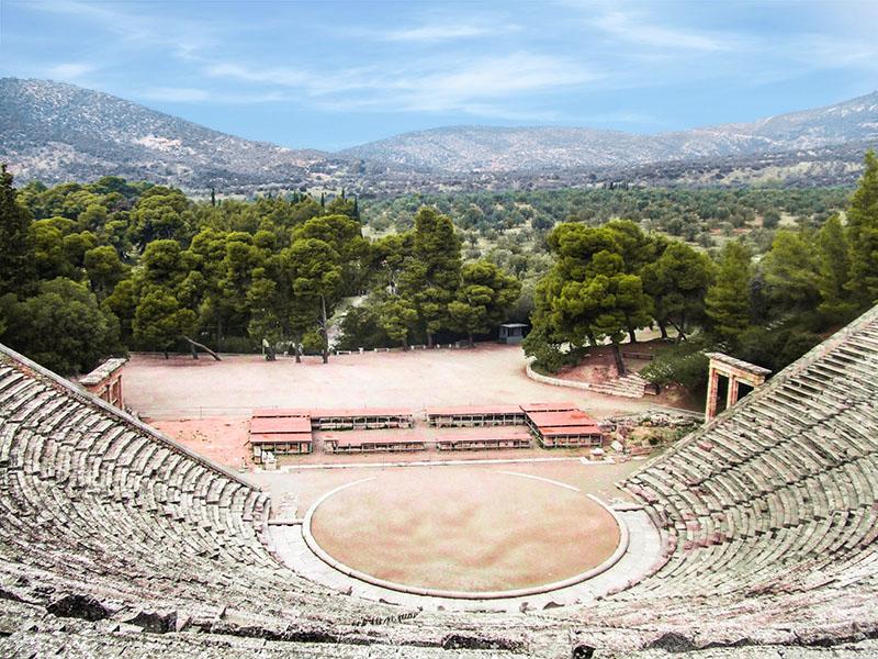Λήψη του θεάτρου της Αρχαίας Επιδαύρου από πάνω